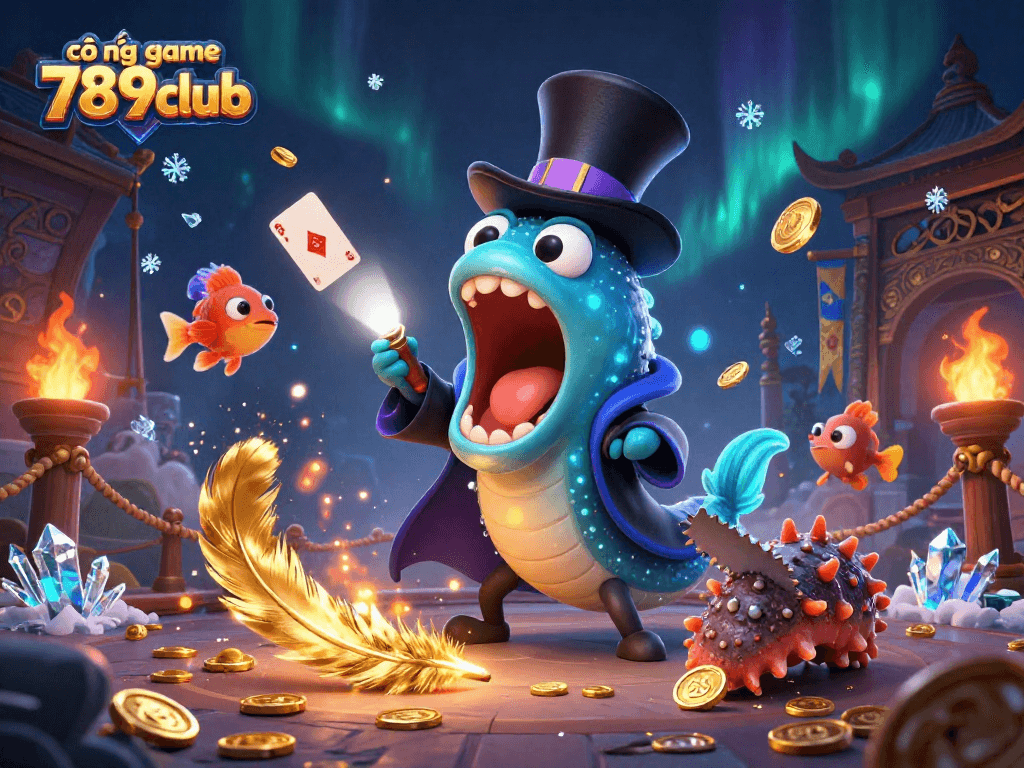 Engage in thrilling actions at cổng game 789club with our vibrant, playful casino-themed underwater 3D illustration.