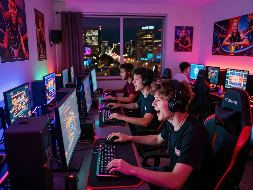 Players enjoying Nbet online gaming experience in a vibrant, energetic atmosphere