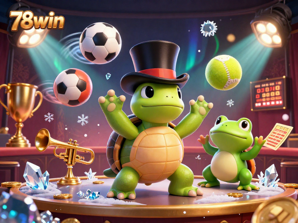 Engage with 78win at an exciting speakeasy scene filled with dynamic sports elements and animated characters.