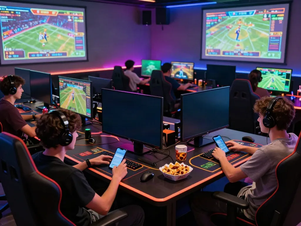 Exciting online gaming scene with diverse players enjoying nhà cái da88 experience, colorful lighting, and interactive games.