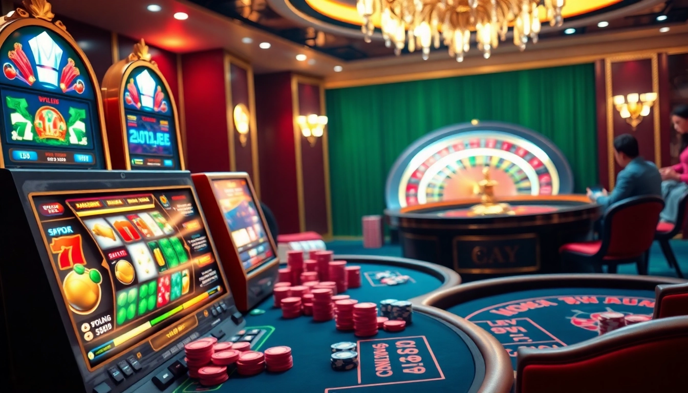 Eager players exploring the cổng game rikvip with vibrant online slots and roulette.
