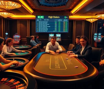 KJC players enjoying a thrilling poker game in a luxurious casino setting.