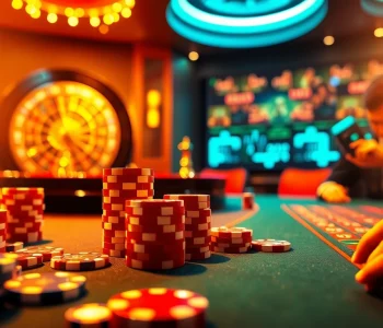 Experience thrilling moments at https://8xbetsports.com with vibrant casino games featuring poker chips and a roulette wheel.