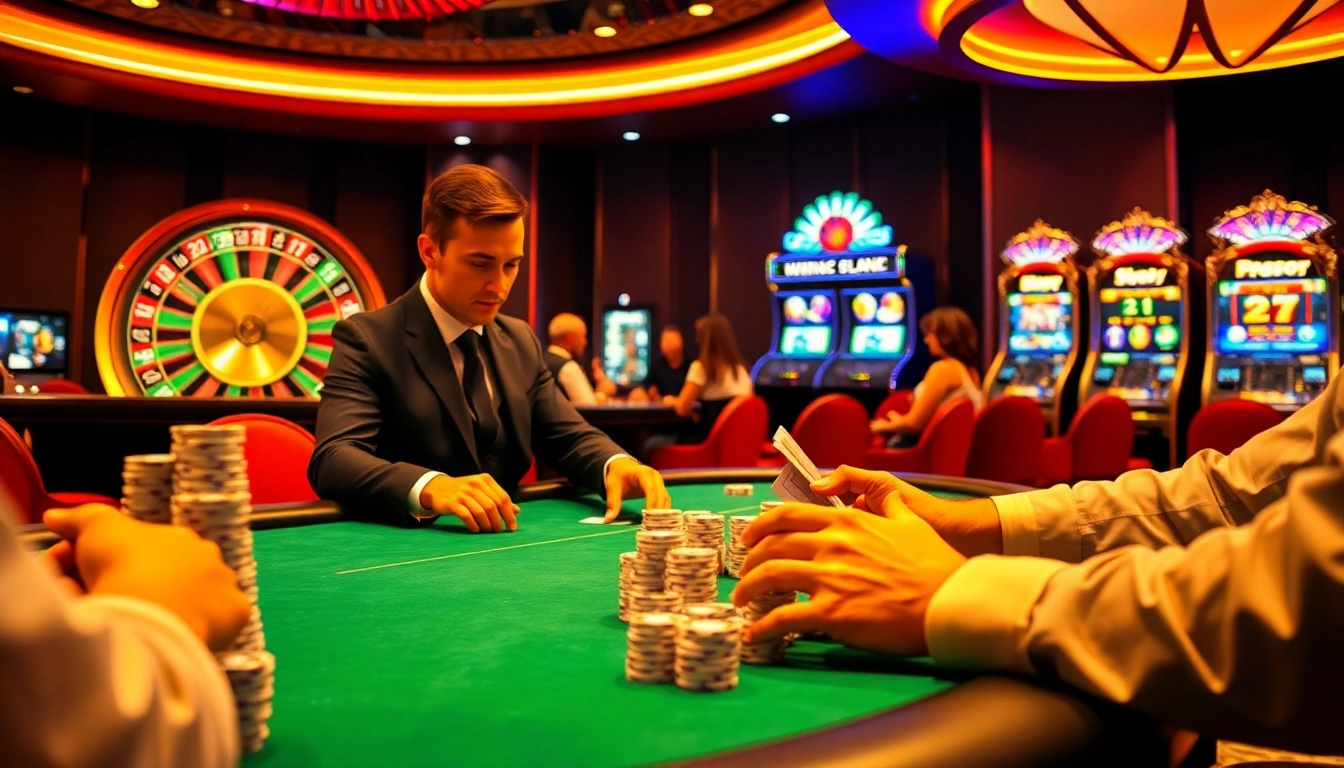 Experience the thrill of gambling at Nhà cái 99OK with vibrant poker tables and enchanting slot machines.