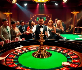 Experience the excitement of FUN79 as players engage at a luxurious casino table, reflecting a vibrant gambling atmosphere.