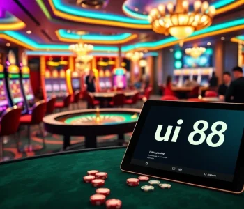 Players enjoying thrilling gambling activities at uu88 casino with vibrant slot machines and tables.