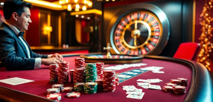 Experience the excitement of RR88 casino with vibrant poker chips and a luxury betting atmosphere.