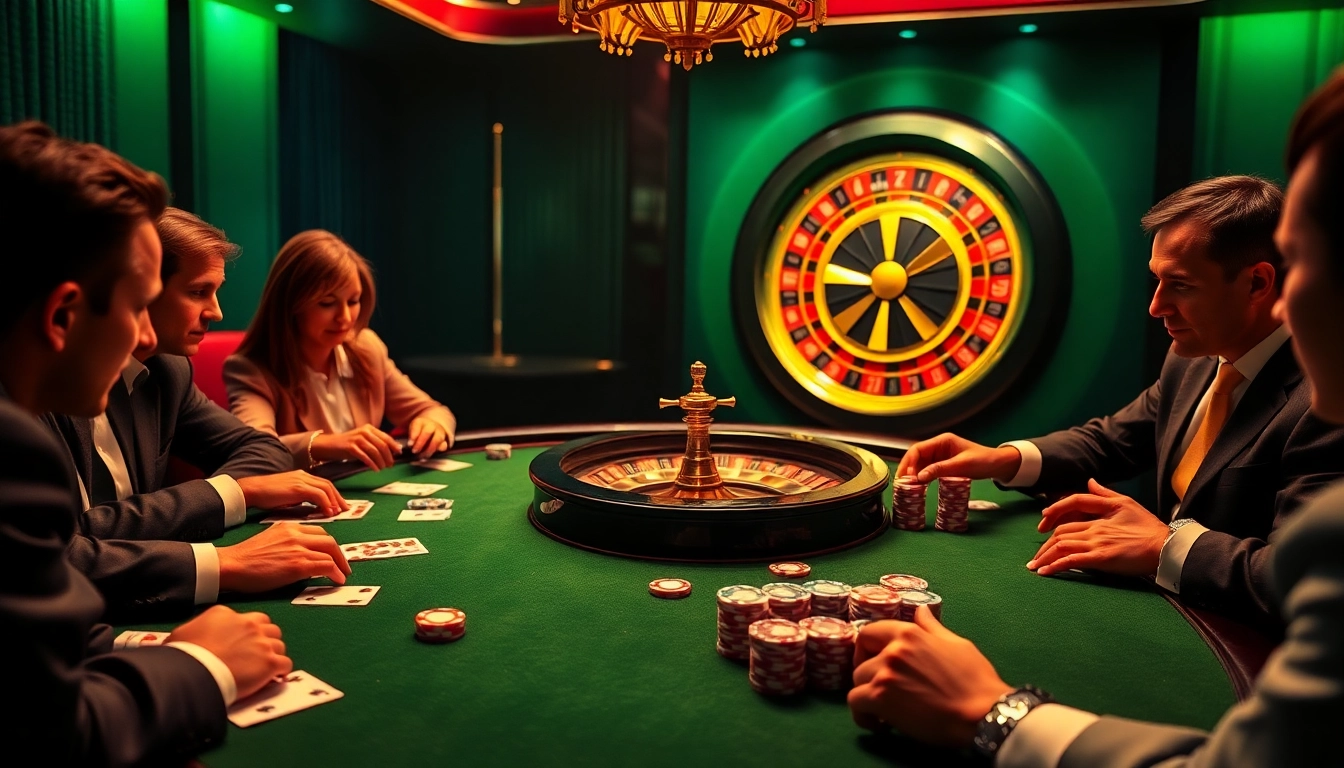 Engaging scene of players at Nhà Cái RR88 poker table, showcasing excitement and luxury in gambling.