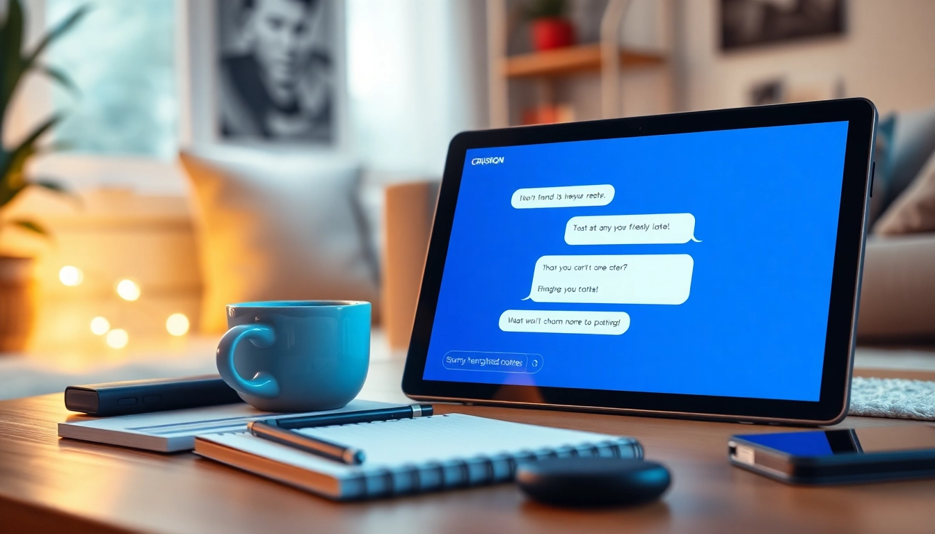 Engaging Crushon AI chatbot interaction on a modern device in a cozy setting.