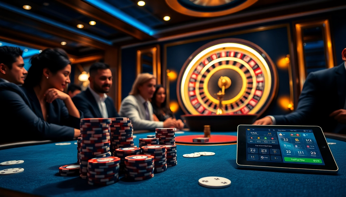 Thabet players engaged in an exciting poker game at a luxurious casino table.