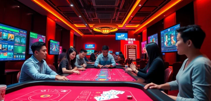 Engaging scene at https://lucky88.direct/ showcasing diverse players enjoying Baccarat and Sicbo in a modern online casino setting.