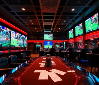 Kèo bóng đá ý betting scene with professional gamblers placing wagers in a vibrant casino.