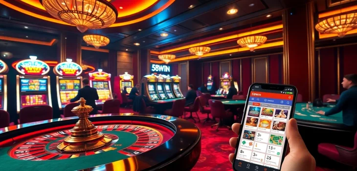 Experience the excitement of gambling with the app 58win in a luxurious casino setting.