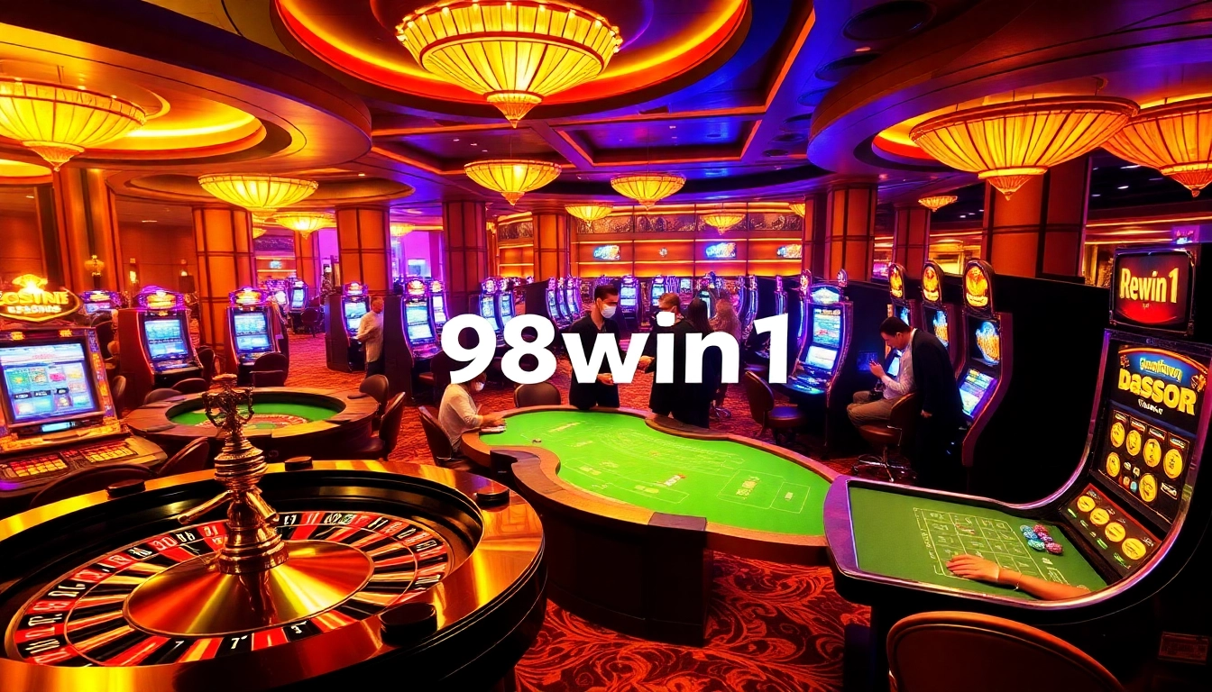 Players enjoying an exciting roulette game at a luxury casino, highlighting 98win1 experiences.