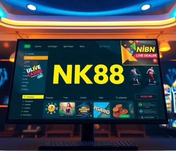 Vibrant online gambling interface representing Nhà Cái NK88 with diverse gaming options.