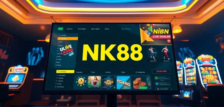 Vibrant online gambling interface representing Nhà Cái NK88 with diverse gaming options.