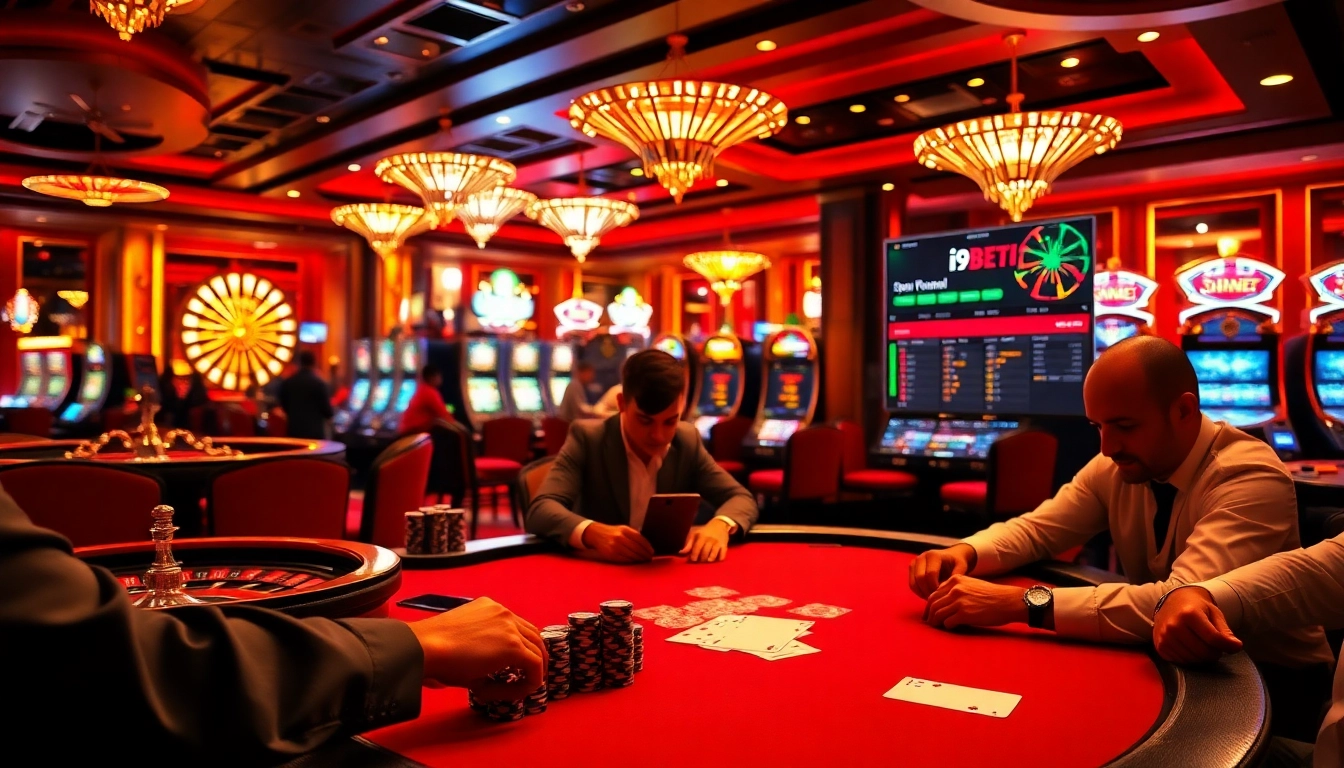 Experience the thrill of poker and roulette at i9bet41's vibrant casino setting.