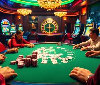 Players engaging in high-stakes poker at the UU88 casino table, showcasing chips and cards.