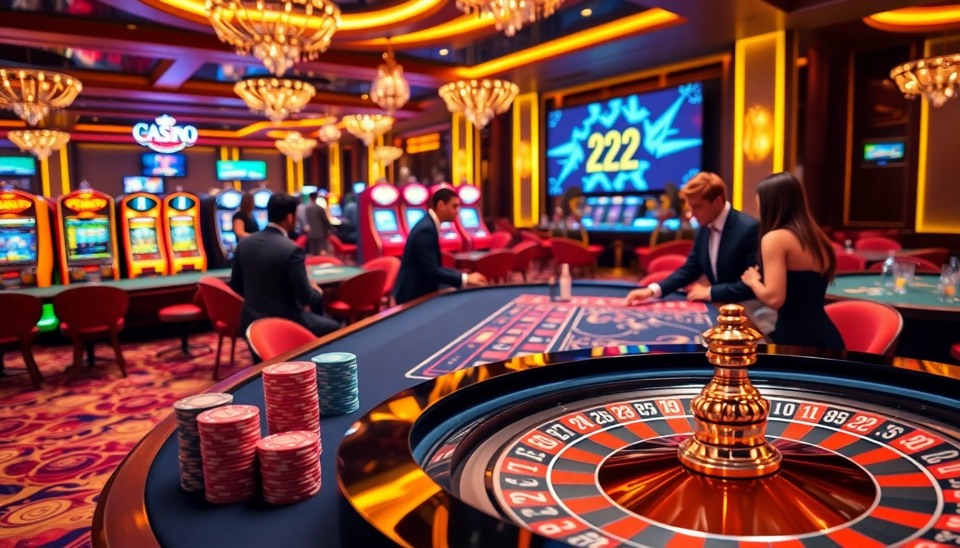 Experience the excitement of 22JL with players winning at luxurious casino tables.
