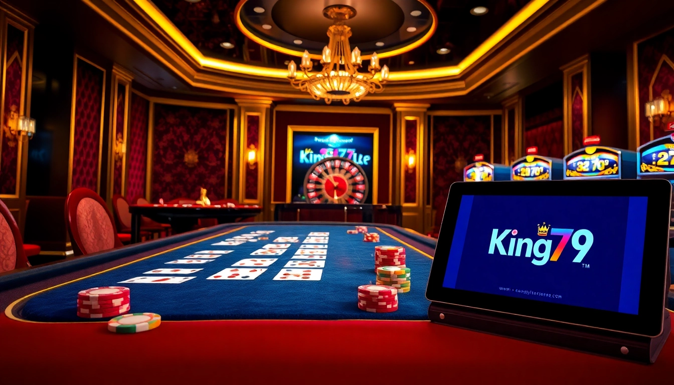 Experience thrilling gaming action with King79 at a luxurious casino setting.