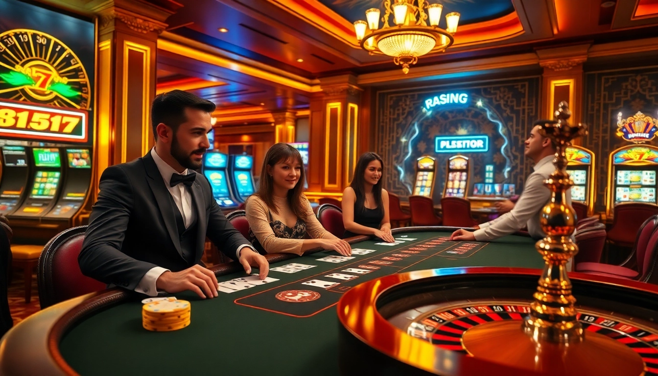 Players enjoying blackjack at an elegant casino table, highlighting the excitement of https://789winlem.com/.