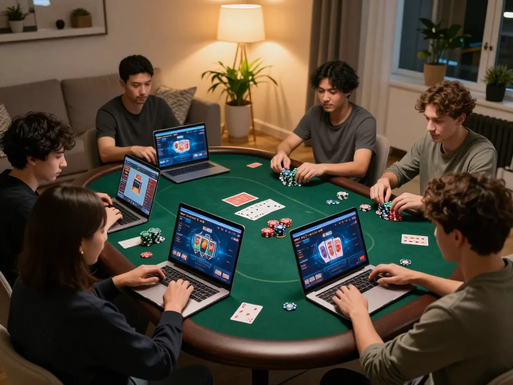 Vin88 players engaging in an exciting online poker game while practicing responsible gaming strategies.