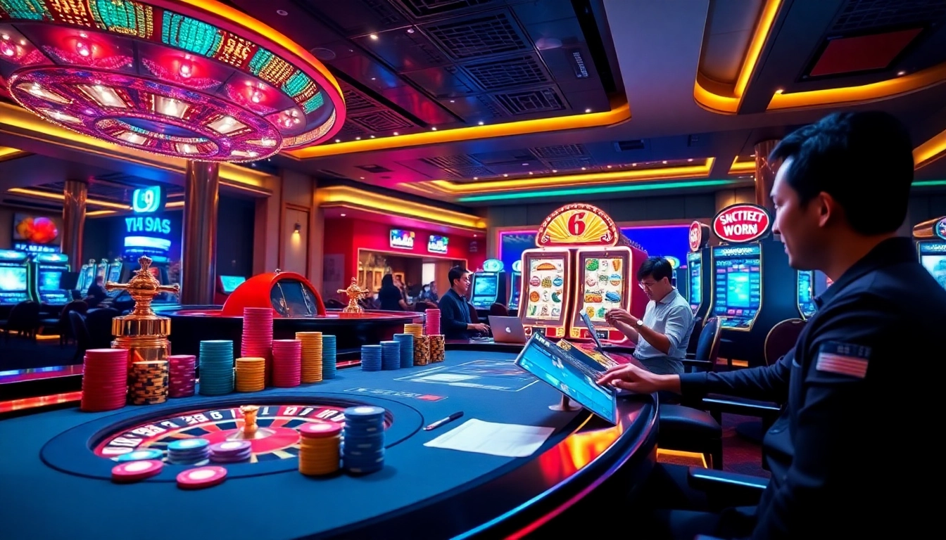 Experience the excitement of Trang chủ game GO99 with vibrant casino visuals filled with poker chips and roulette.