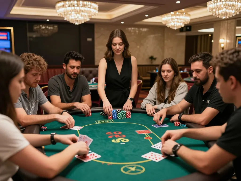 SC88 vibrant casino gaming scene with players enjoying poker game in luxurious setting