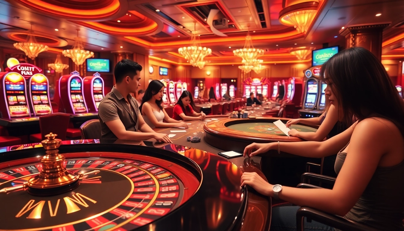 Exciting gameplay at https://thabet77.sa.com/ showcasing luxury casino tables and vibrant gaming atmosphere.