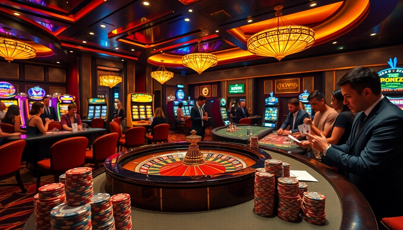 Experience the excitement of gambling at https://kkwin.black/ with professional players engaged in a thrilling casino scene.
