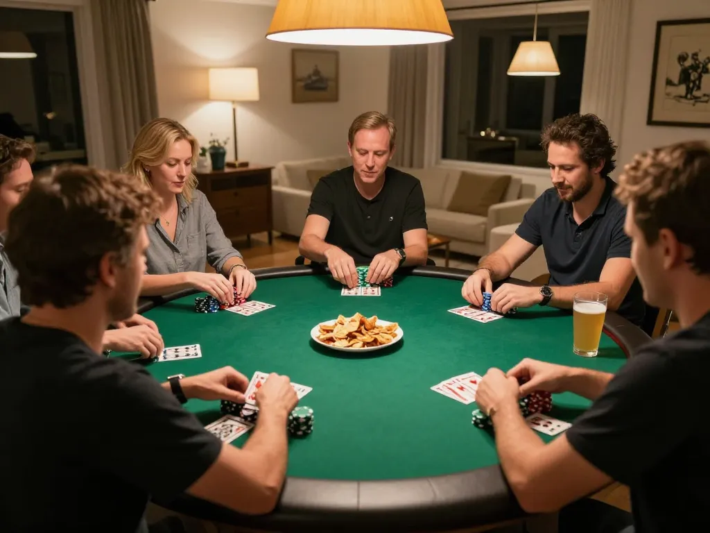 Enjoy players at home engaging in a friendly poker night, showcasing 789club strategy in action.