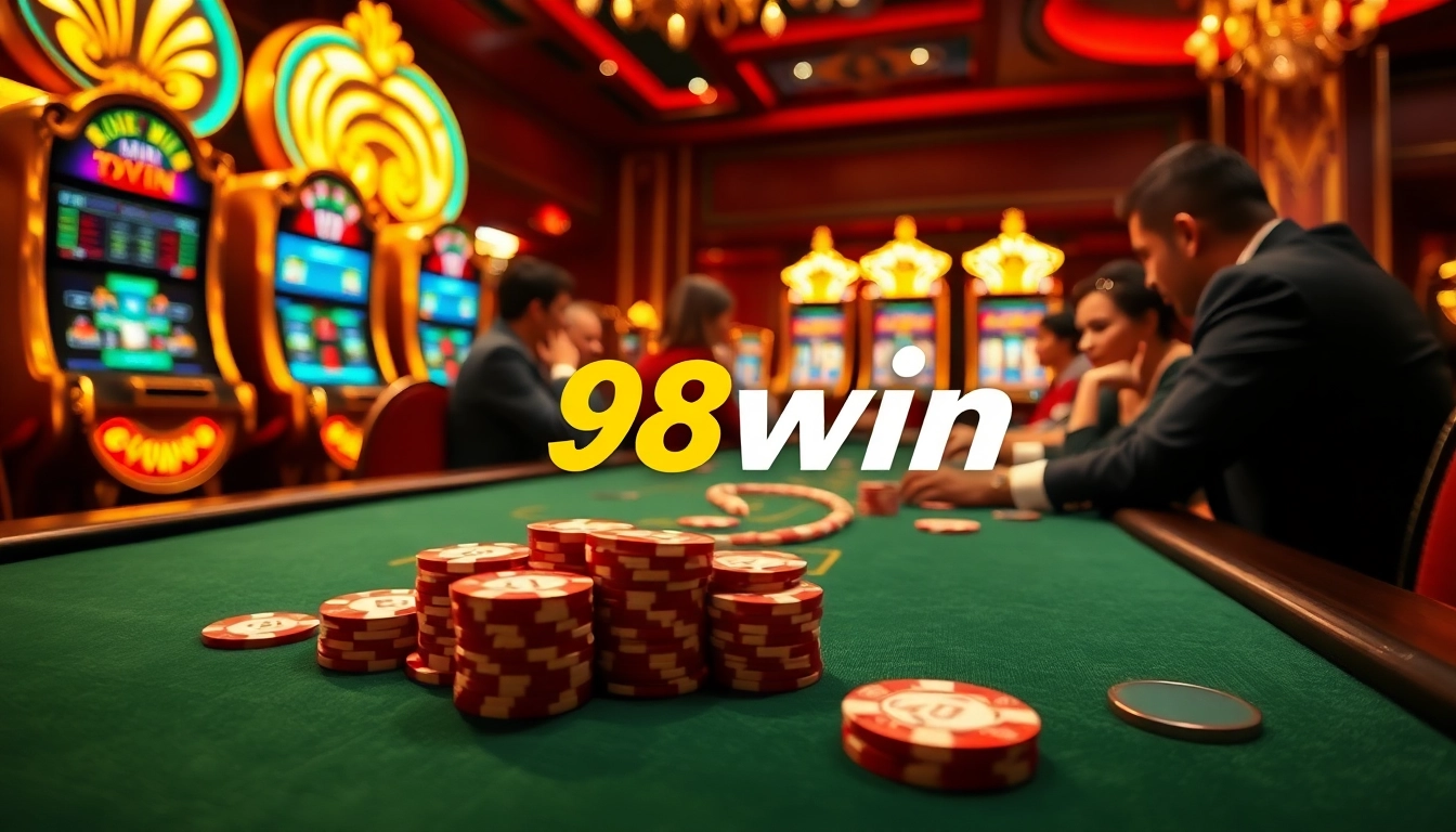 Play poker at the luxurious 98win casino table, where excitement and stakes are high.