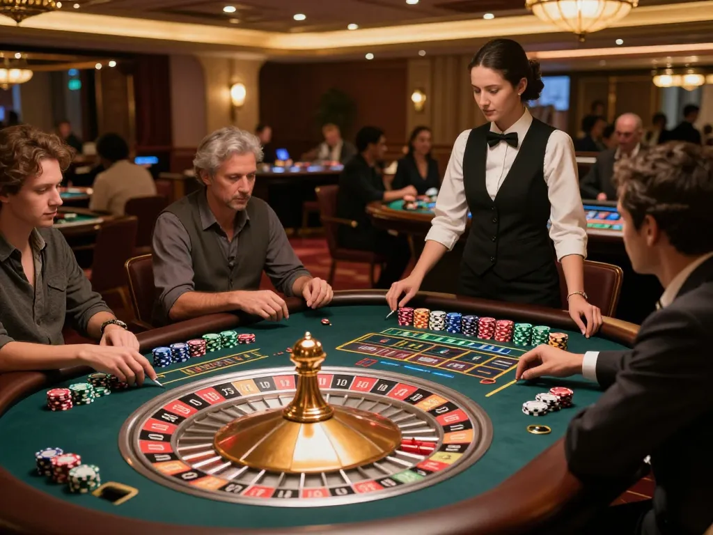 Experience thrilling gameplay at the 11win roulette table with elegant decor and engaged players.