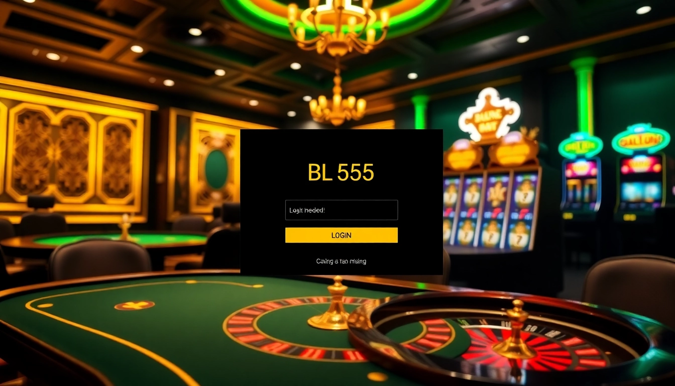 Log in to bl555 đăng nhập and experience an exciting casino environment filled with poker tables and slot machines.