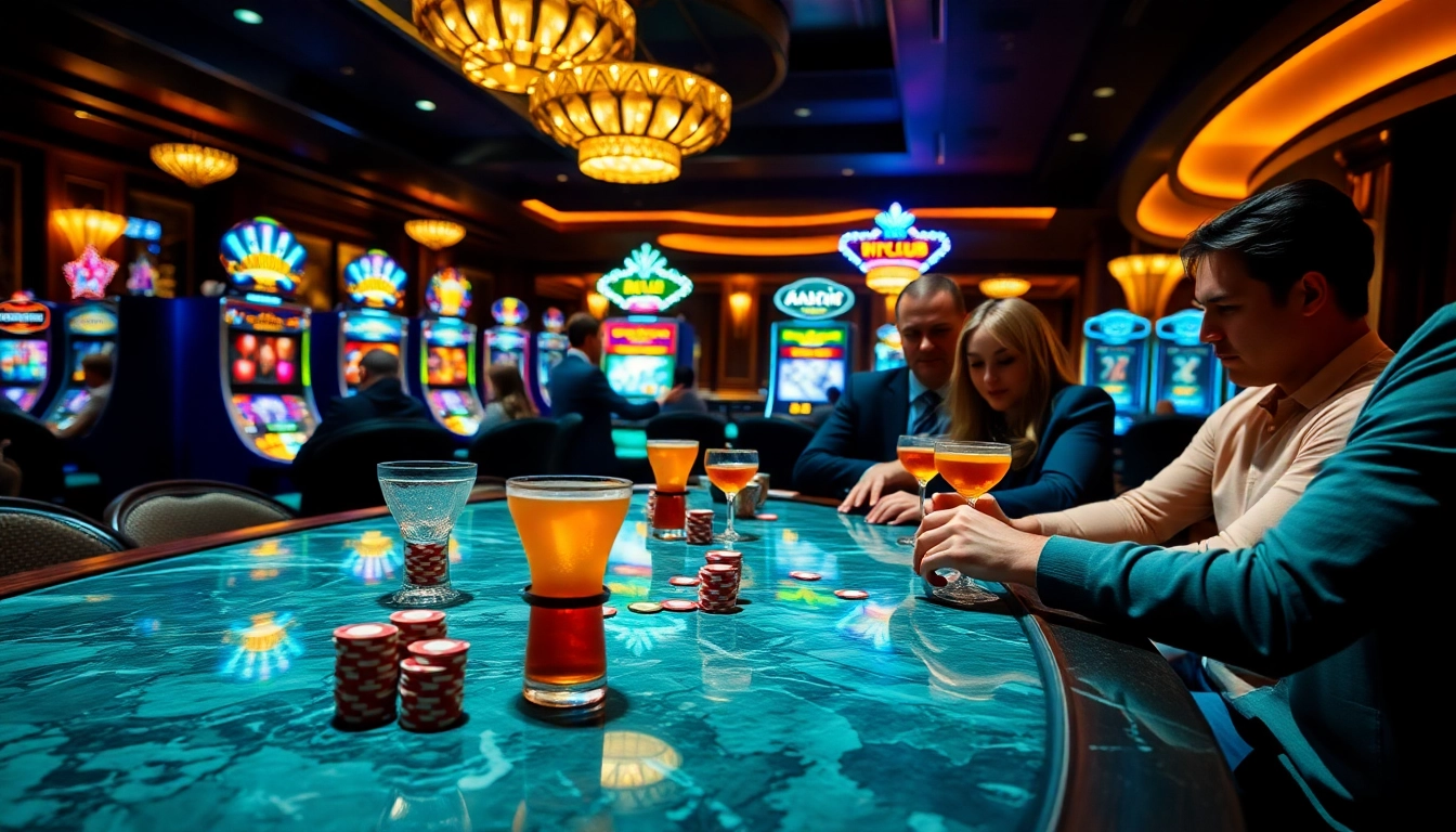 Hitclub - players enjoying thrilling card games at a luxurious casino atmosphere.