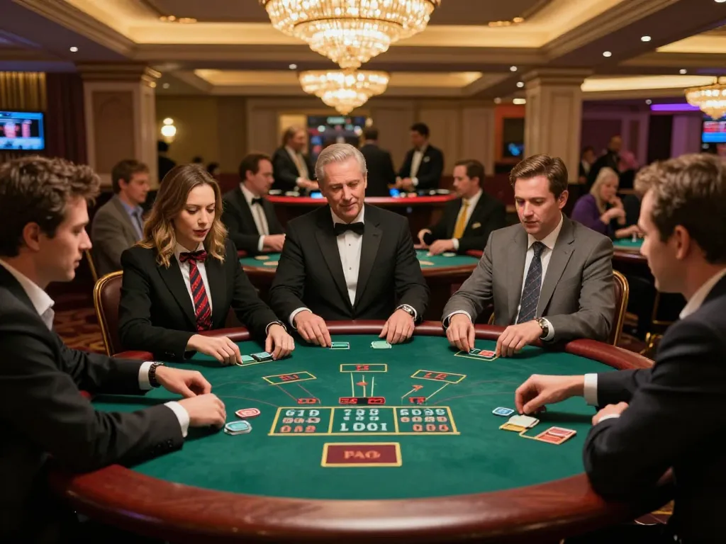 Players engaging in strategic gameplay at TOPBET blackjack tables on a vibrant casino floor.