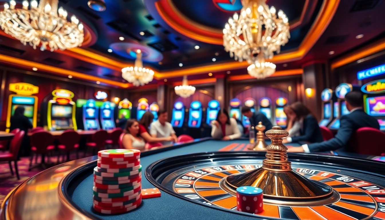 JBO offers thrilling betting experiences, featuring a vibrant roulette table and colorful poker chips.