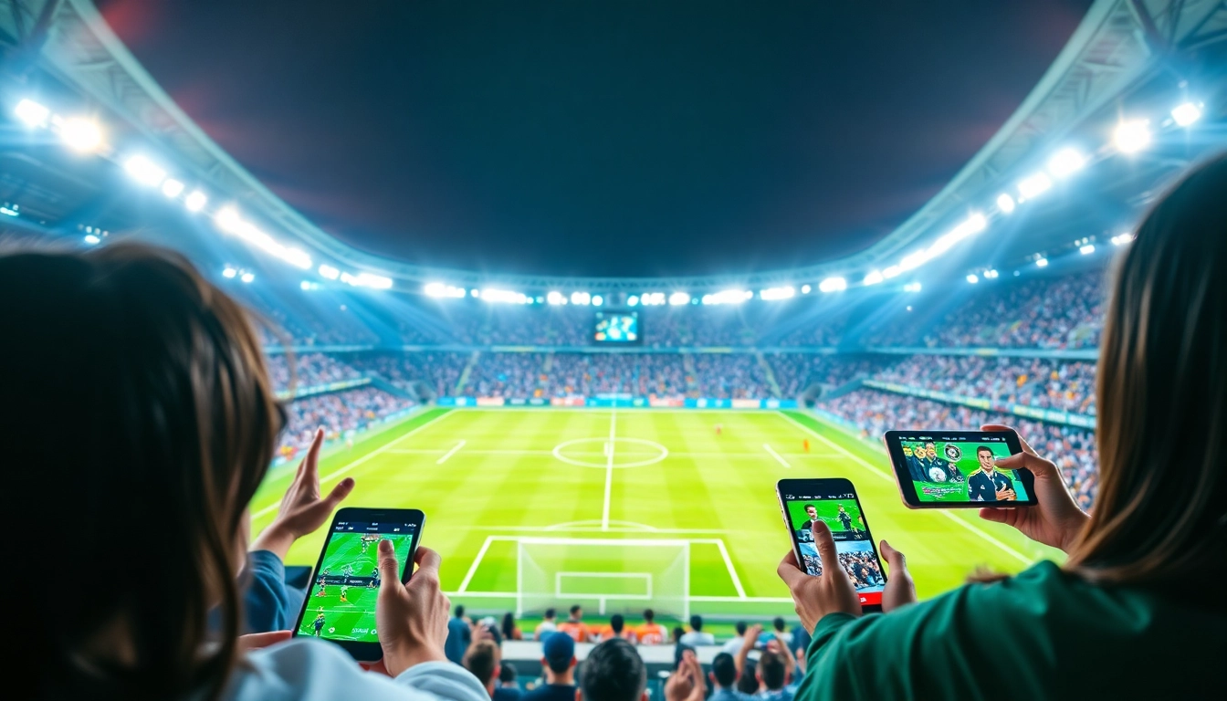 Xem Bóng Socolive streaming interface featuring live football matches in high definition surrounded by enthusiastic fans.