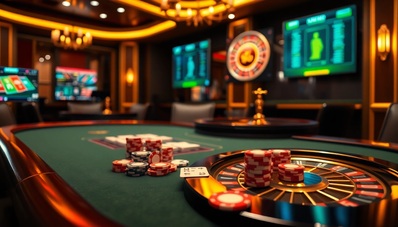 Experience high-stakes excitement at good88's luxurious casino table with poker chips and cards.