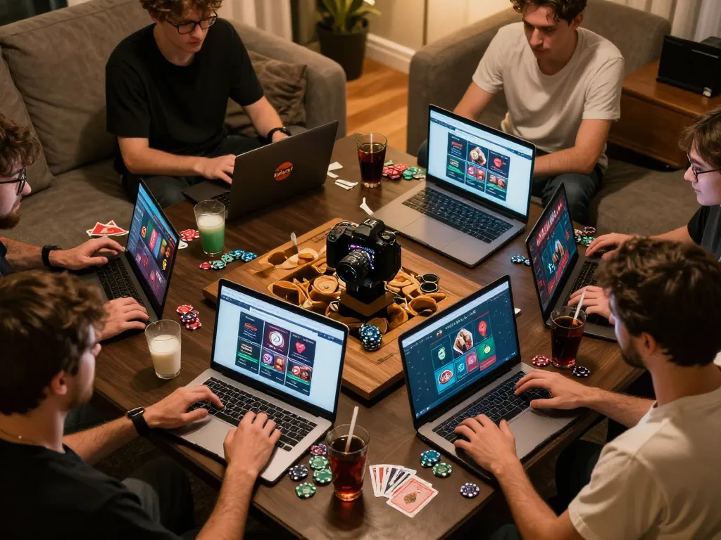 Bạn bè tận hưởng một phiên chơi hấp dẫn trên ứng dụng casino 12bet, thể hiện gameplay thú vị và sự thân thiết
