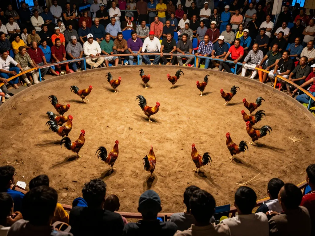Engaging scene of live rooster fighting at Thomo showcasing action and excitement for đá gà thomo.