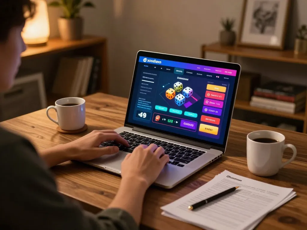 Player betting on xocdiavn platform at a cozy home setup, engaged in online gambling activity.