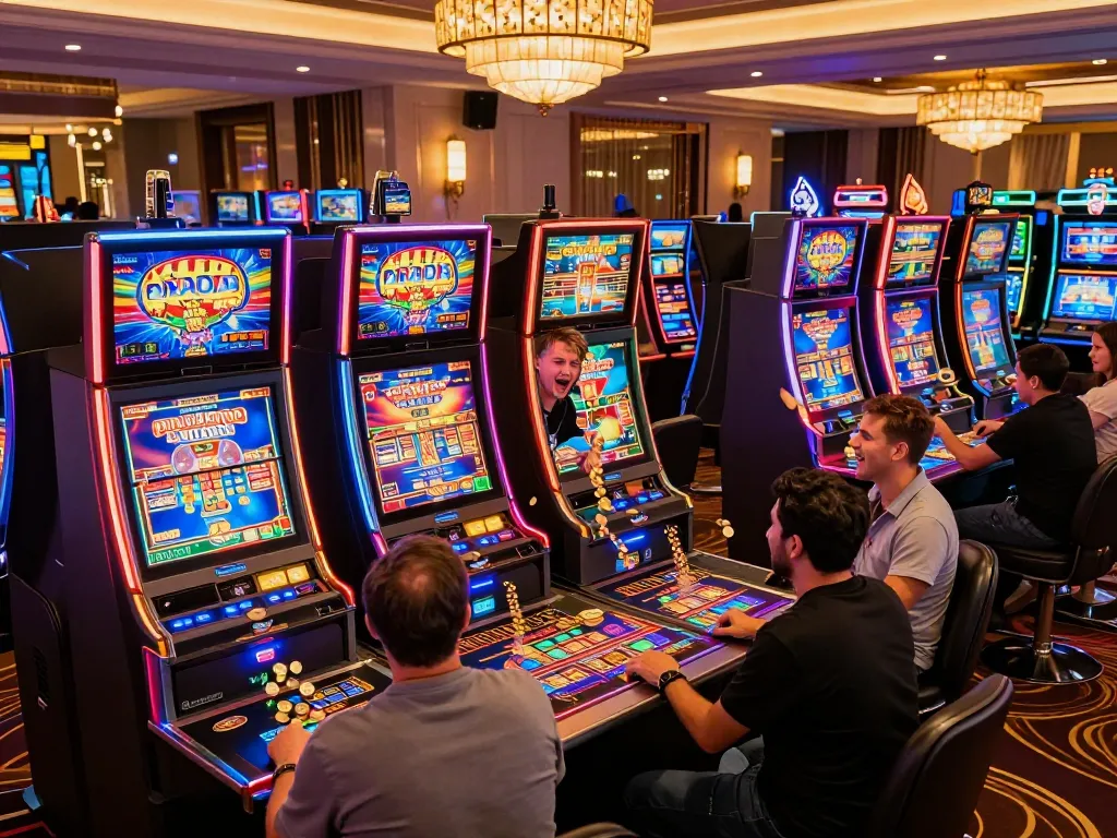 Winning moments at trang chủ luck8 with players enjoying vibrant slot machines