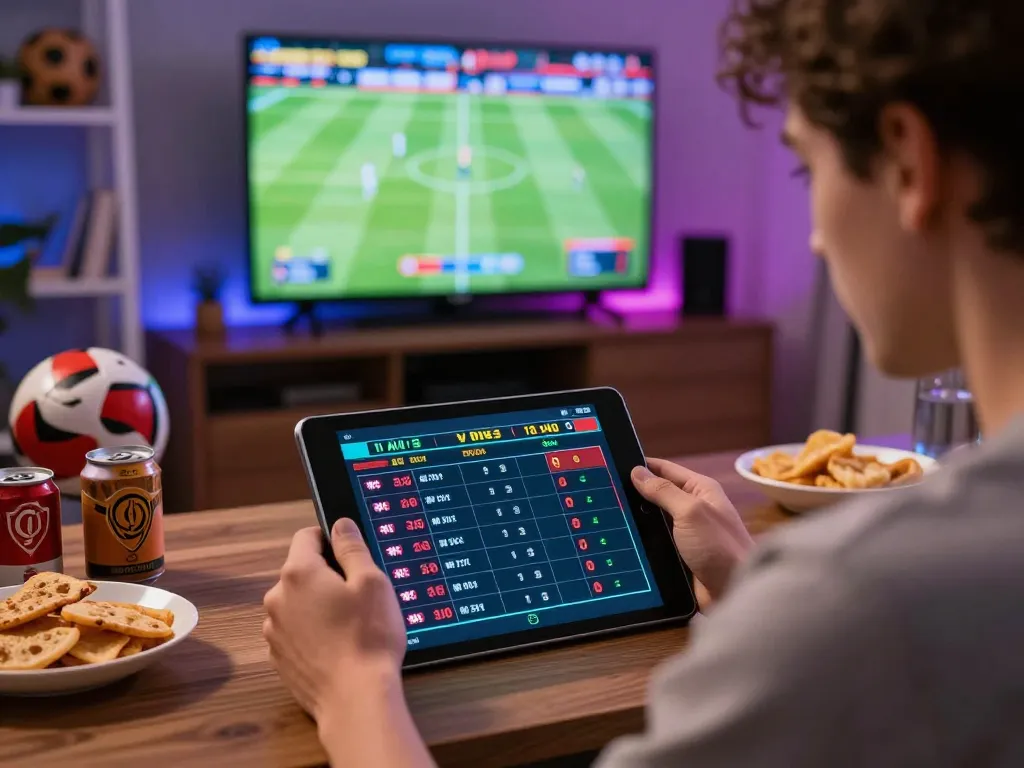 Placing bets on qq 88 live sports betting app during a match.