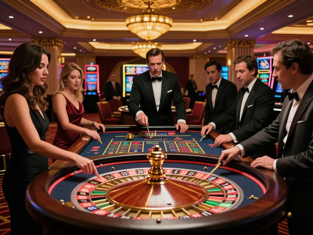 Players engaging in an exciting roulette game at 88xeng casino, showcasing vibrant atmosphere and dynamic action.