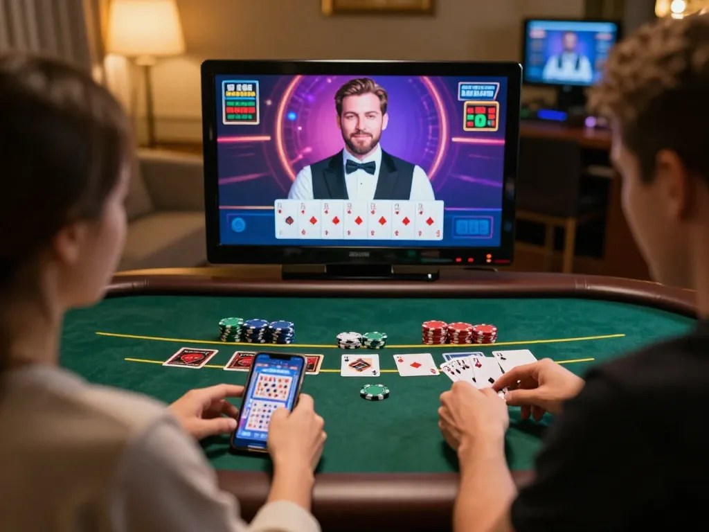 Engaging blackjack gameplay at jun88 mobile casino with players focusing on strategy and bets.