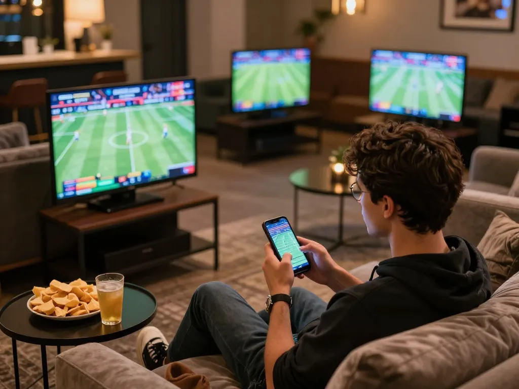 Link mm88 while placing bets on a smartphone during an exciting sports event at home.