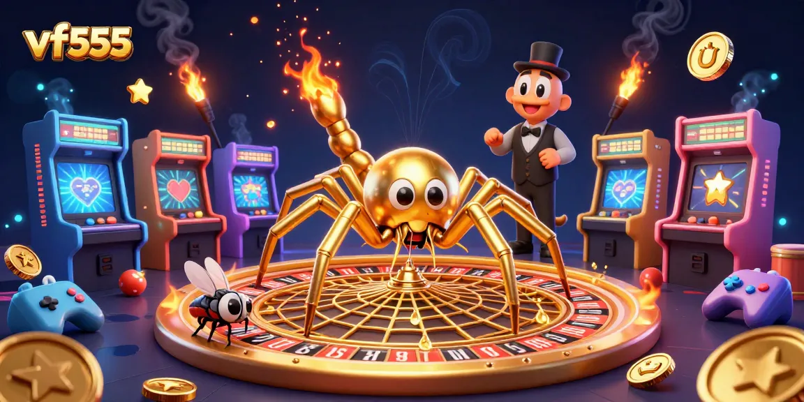 Experience exciting gameplay at vf555 with a vibrant 3D illustration of casino elements.