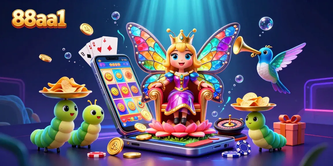Spin to win with vibrant 88aa1 casino characters, showcasing a lively gaming scene filled with slots and rewards.
