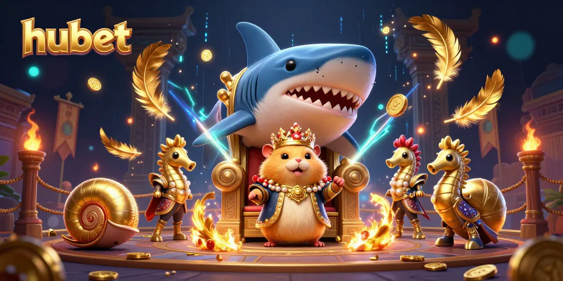 Join the hubet casino adventure with a fierce gold hamster king and his royal seahorse guards!